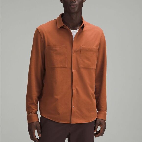 Lululemon Men’s Soft French Terry Knit Overshirt Orange Size XL - Picture 1 of 13